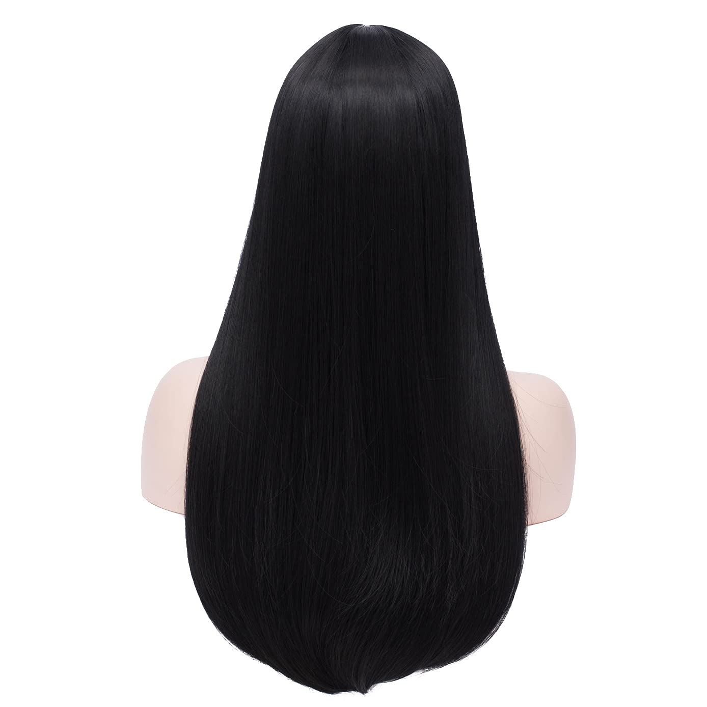BERON Long Straight Black Wig Women Girls Costume Wig for Halloween Cosplay Party Daily Use Wig Cap Included (Black)