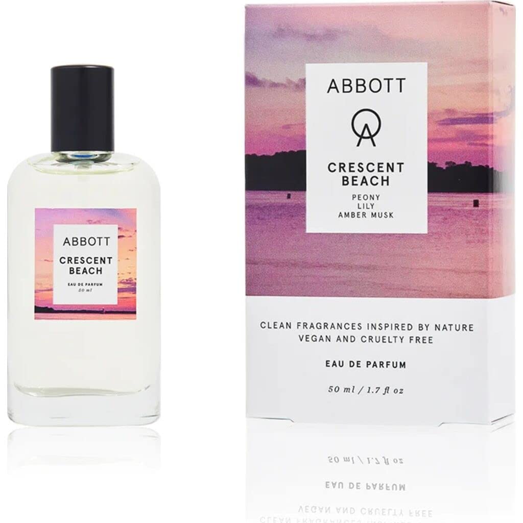 Abbott Crescent Beach Eau de Parfum - Clean Perfume for Men & Women, Coastal Notes of Peony, Lily & Amber Musk, Long Lasting, Vegan, Paraben-Free, Cruelty-Free, 50ml