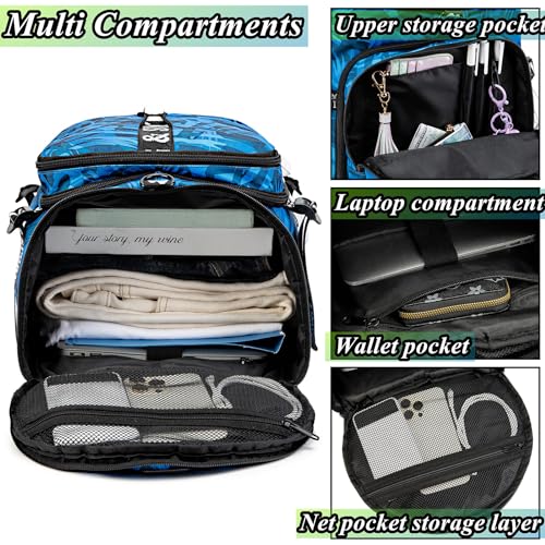 Gym Duffle Bag Backpack with Shoe Compartment,4 ways Travel Backpack for Women and Men,Multi-Functional Weekender bag with Waterproof Layer&Laptop Compartment for Fitness, Travel,Camping(Black)