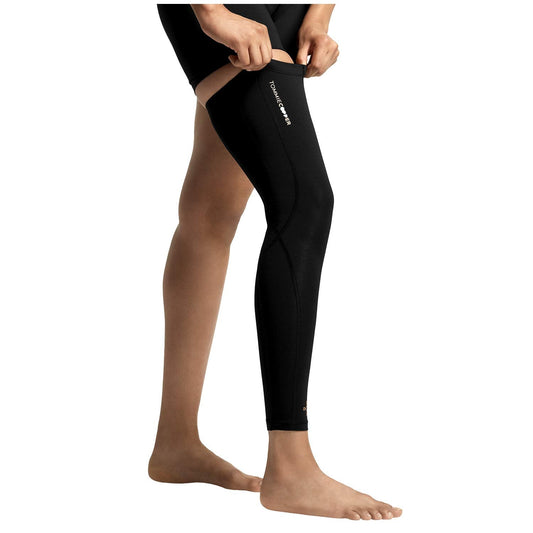 Tommie Copper Performance Compression Leg Sleeve, Unisex, Men & Women | Breathable Support for Muscle Fatigue & Recovery - Black - Small