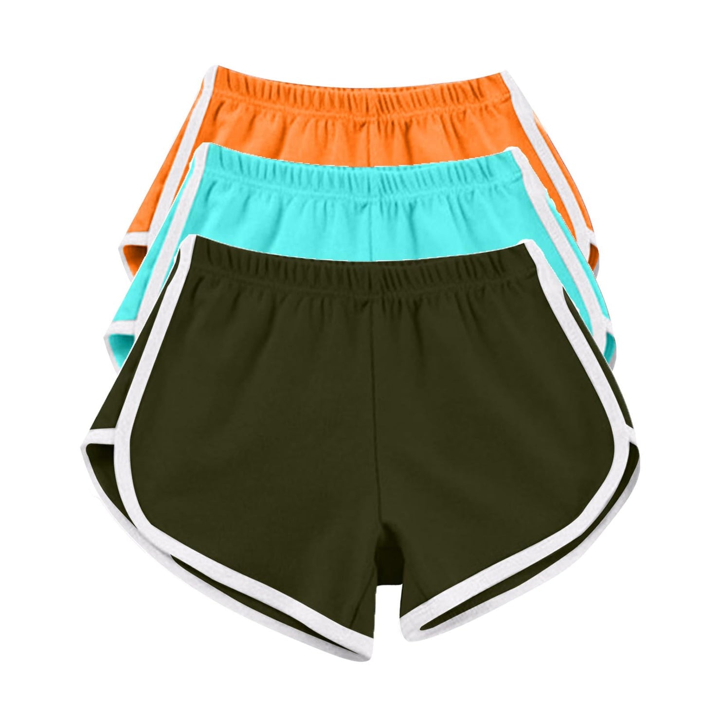 3 Pack Athletic Shorts for Women Multipack Running Shorts Elastic Waist Biker Shorts Plus Size Workout Gym Shorts