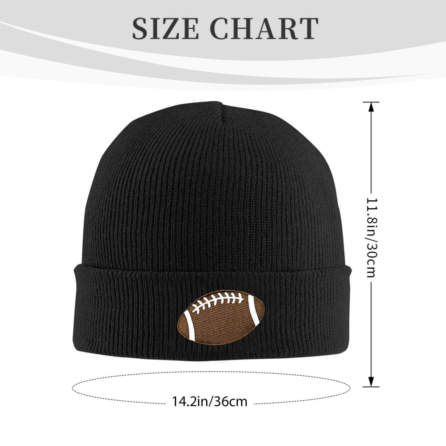 mutakin Football Embroidery Beanie Hat Unisex Knit Cuffed Cap Women Men Gift Winter Warm Skull