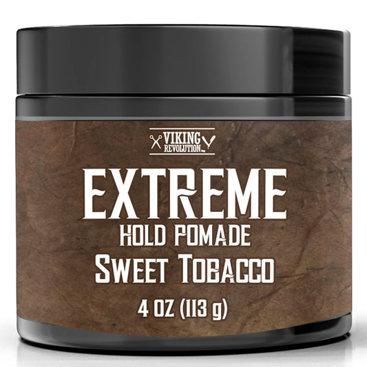 Viking Revolution Sweet Tobacco Hair Pomade for Men - Extreme Hold Hair Gel for Men Water Based - Mens Pomade Extra Firm Mens Hair Pomade Strong Hold - High Shine Mens Hair Cream (4oz)