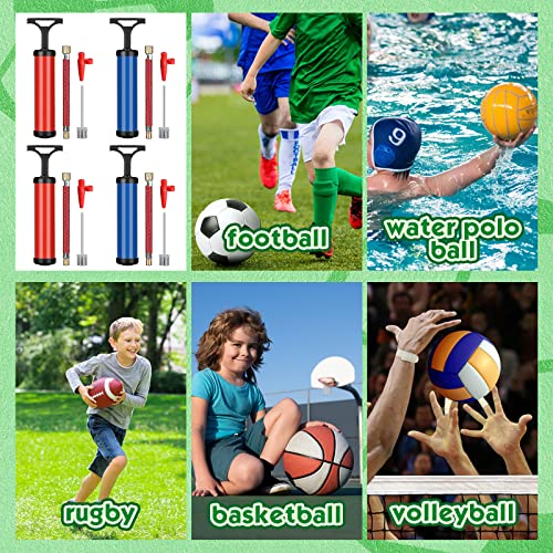 36 Sets 8'' Ball Pump Kit Portable Air Pump with Needles Nozzles Flexible Extension Hose Soccer Volleyball Basketball Pump for Exercise Sports Water Ball Football Rugby, Blue and Red