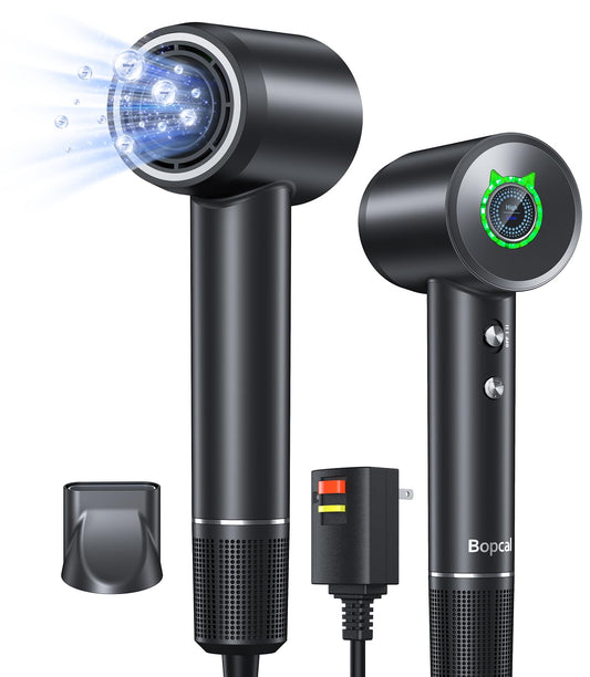 Hair Dryer - 110000 RPM High-Speed Brushless Motor Negative Ionic Blow Dryer for Fast Drying, Low Noise Thermo-Control Hair Dryer with Nozzle