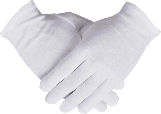 100% Cotton Gloves, 3 Pairs White Cotton Gloves for Women Dry Hands Eczema Serving - Archival Coin Jewelry Inspection Gloves(3 Pairs)