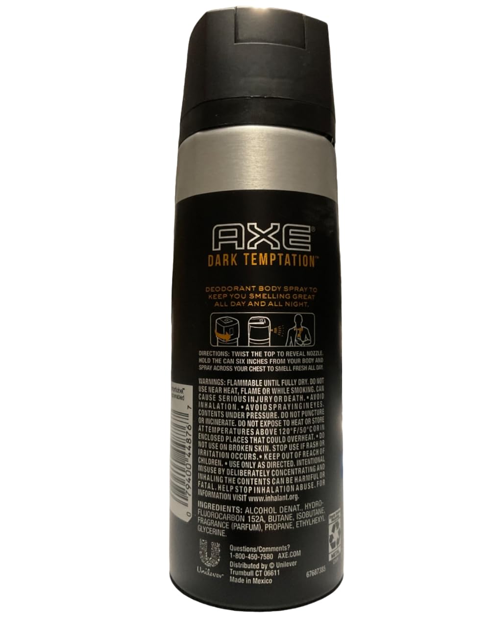 Axe Body Spray Deodorant for Long Lasting Odor Protection Dark Temptation All Day Fresh Scent Mens Deodorant Formulated Without Aluminum 5.1 oz 4 Count
