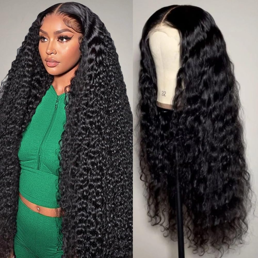 13x6 Deep Wave Lace Front Wigs Human Hair 200 Density Pre Plucked Glueless HD Transparent Lace Front Wigs Human Hair 20 Inch Deep Wig Brazilian Lace Frontal Wigs with Baby Hair Free Part