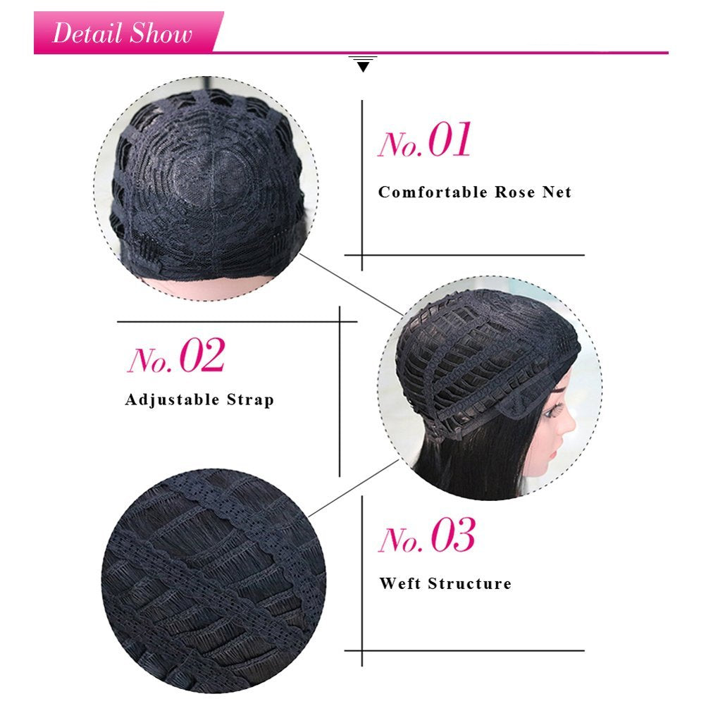 BERON Black Wig Short Curly Black Wig Natural Wavy Wig Black 1920s Wig for Women Cosplay Costume Party Come with Wig Cap (Black)
