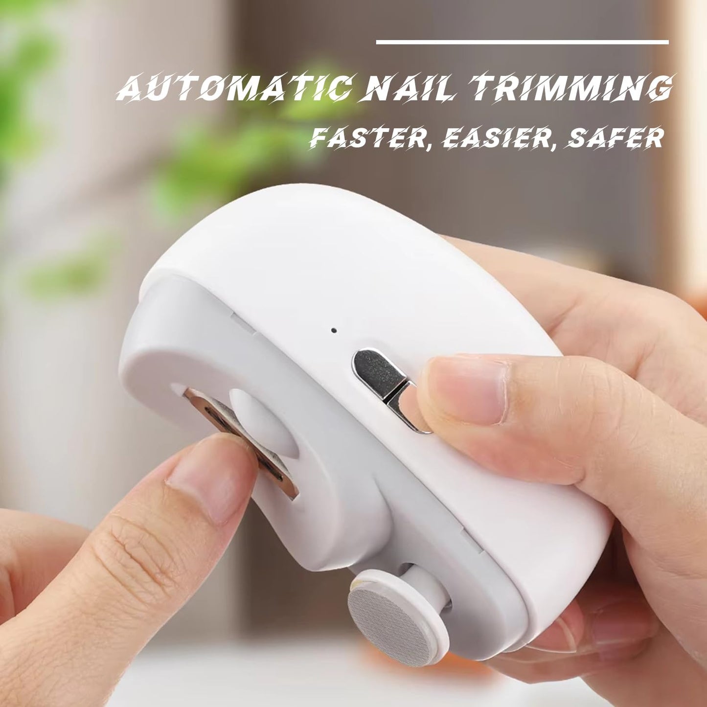 3 in 1 Electric Nail Clipper, Automatic Nail Clippers 2 Speeds with Led Light & USB Rechargeable Safety Fingernail Trimmer for Baby Kids Adults Seniors (White)