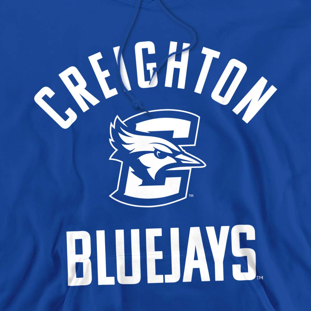Creighton University Official One Color Bluejays Logo Unisex Adult Pull-Over Hoodie,Royal Blue, Small