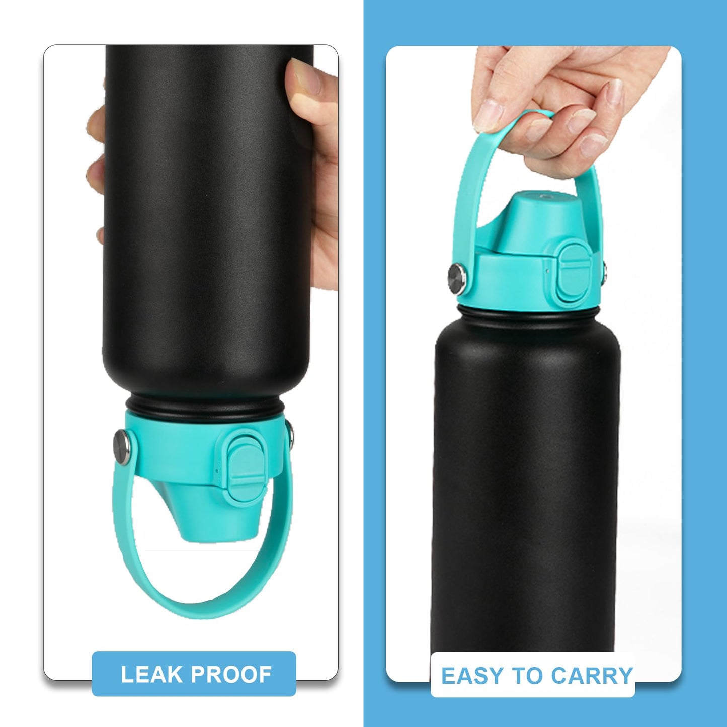 EIPOSAU Auto Flip Lid for Hydro Flask Wide Mouth, Great Spout Lid for Simple Modern, Fits for Iron Flask and Other Brands, Replacement Lid with Button Lock, Seafoam