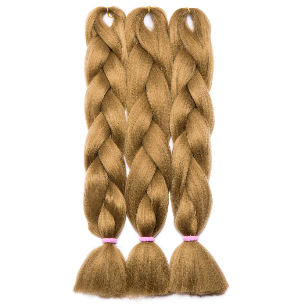 24 Inch Jumbo Braids Hair Extensions High Temperature Synthetic Hair African Rainbow Box Braiding Hair for Senegal Twist 100g/pack Dark Blonde