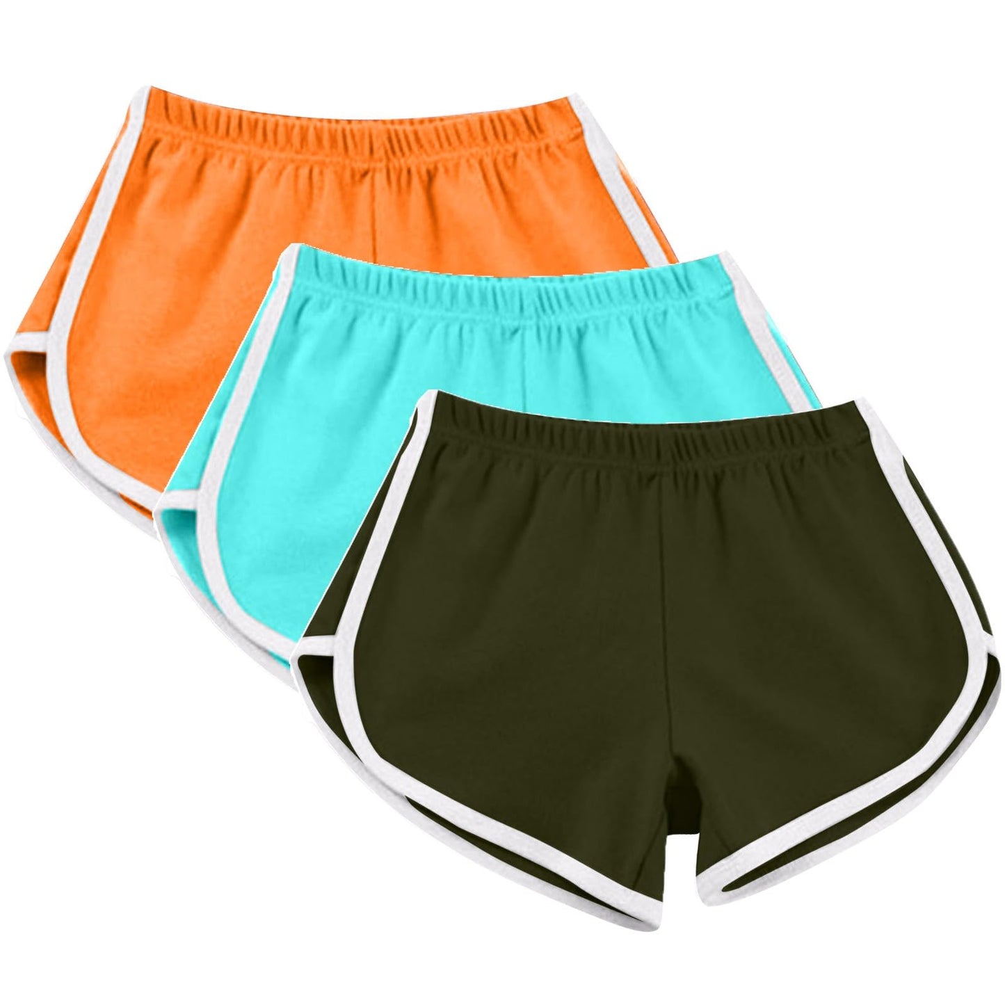 3 Pack Athletic Shorts for Women Multipack Running Shorts Elastic Waist Biker Shorts Plus Size Workout Gym Shorts
