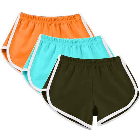 3 Pack Athletic Shorts for Women Multipack Running Shorts Elastic Waist Biker Shorts Plus Size Workout Gym Shorts