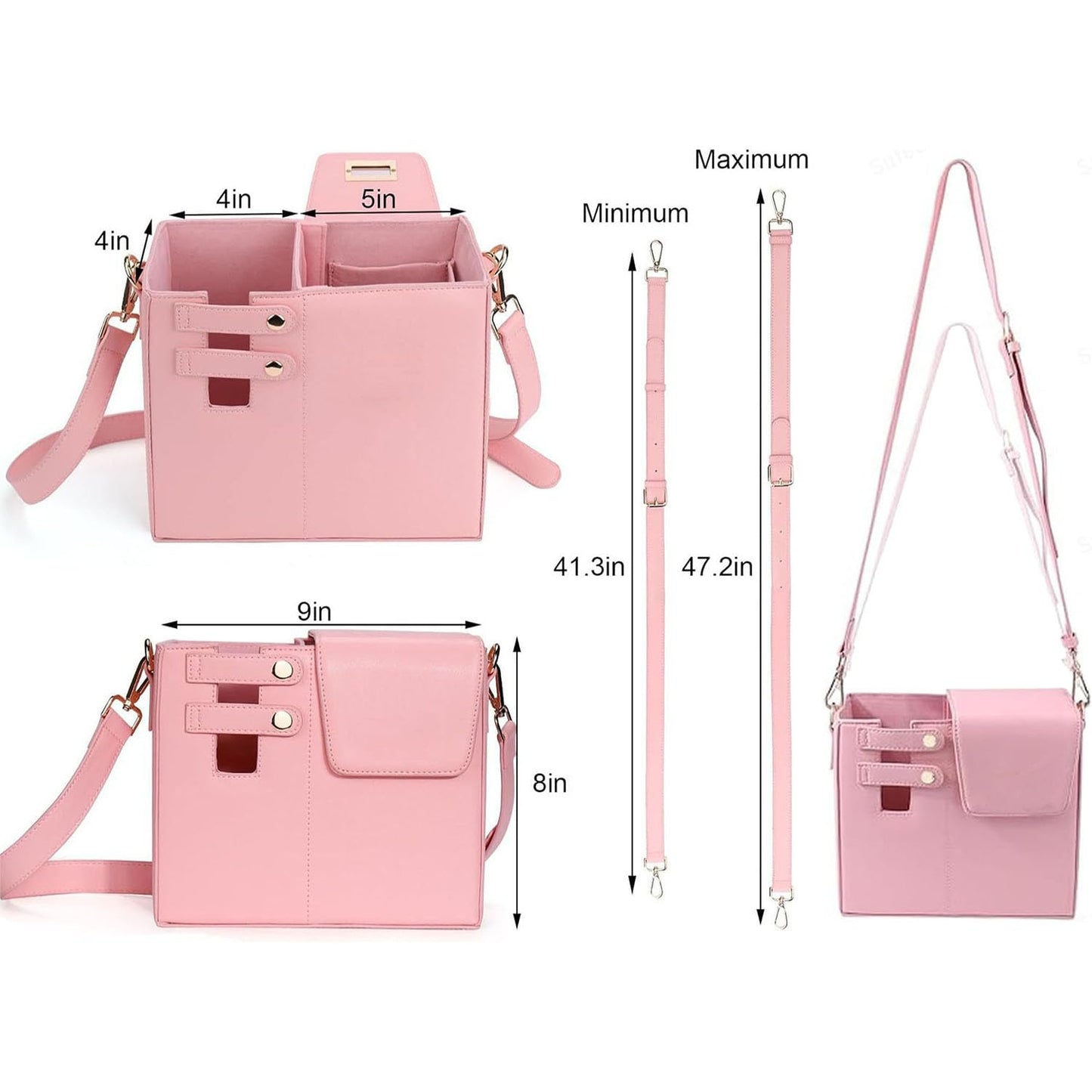 Outdoor Portable Crossbody Water Cup Storage Bag,Crossbody Cup Holder Bag,Crossbody Bag With Water Bottle Holder,for Stanley Purse Cup Holder Bag,Leather Water Bottle Bag With Adjustable Strap (Pink)