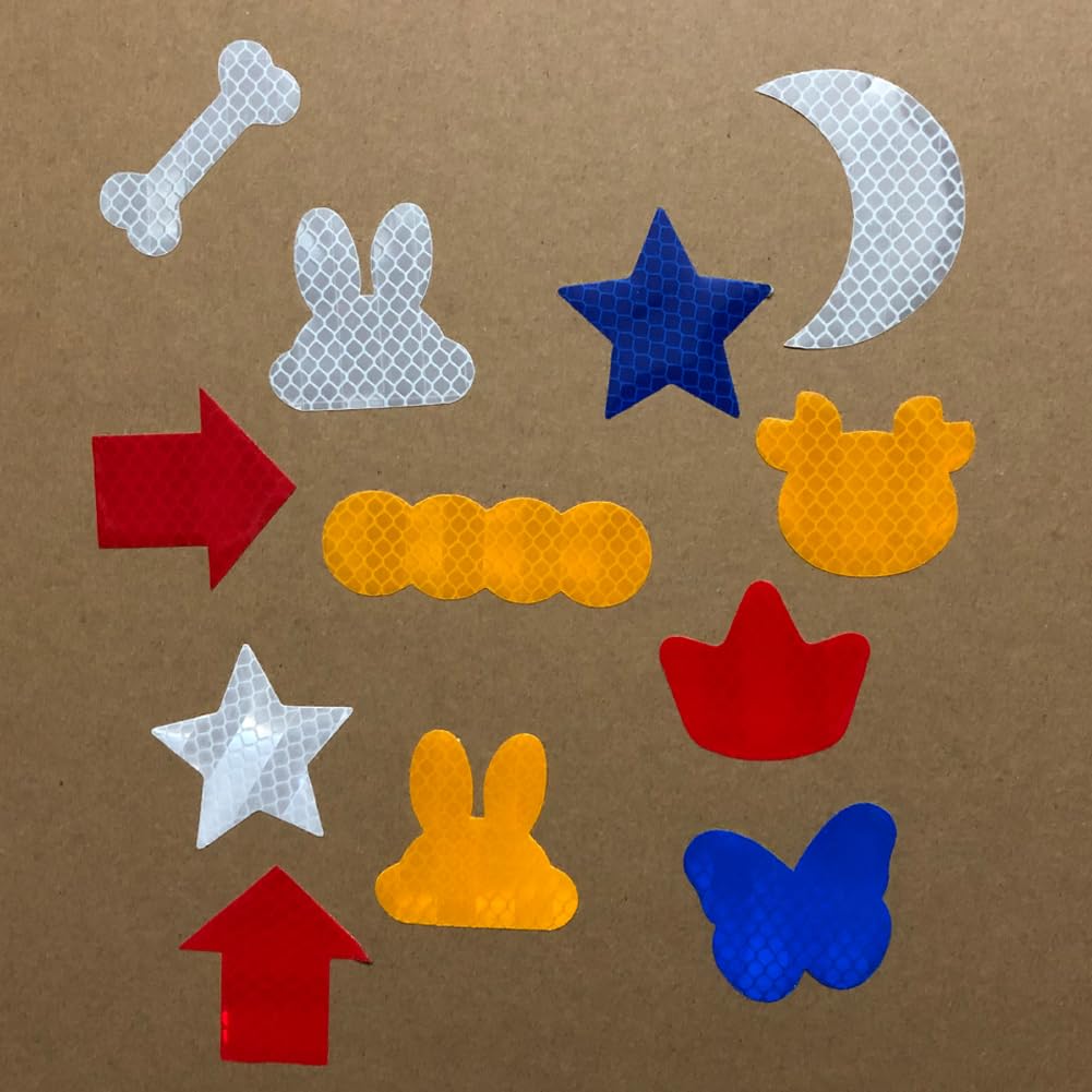 100Pcs Warning Reflective Stickers, Reflective Decals Waterproof Reflector Tapes Safety Reflective Stickers Night Visibility Adhesive Stickers for Motorcycle Bicycle Car (Crown-Shaped)