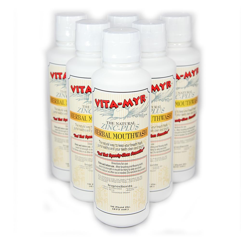 6 Pack VITA-MYR Natural & Effective Herbal Mouthwash 16 oz