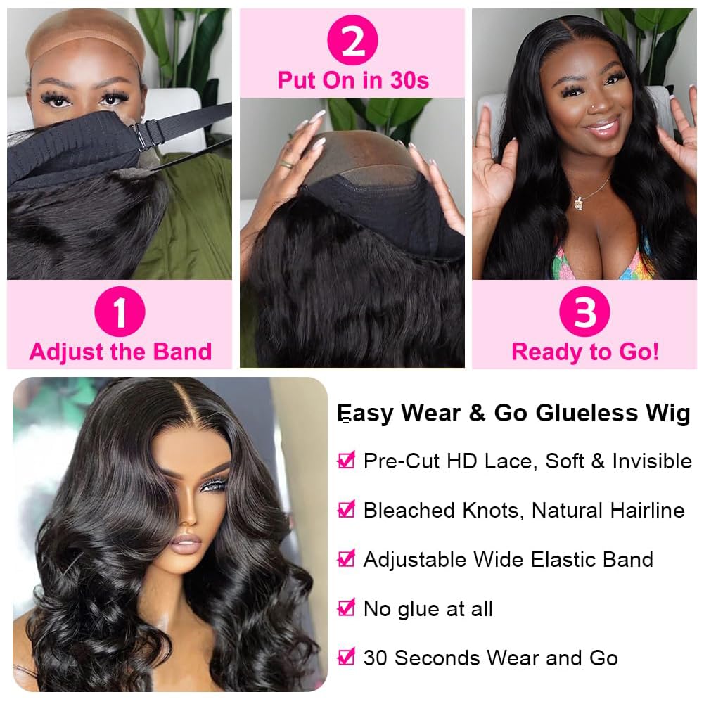 20 Inch 5x5 Body Wave Human Hair Wig 180% DensityWear and Go Glueless Wigs HD Lace Closure Wigs Human Hair Body Wave Lace Front Wigs Glueless Wigs Human Hair Pre Plucked Pre Cut