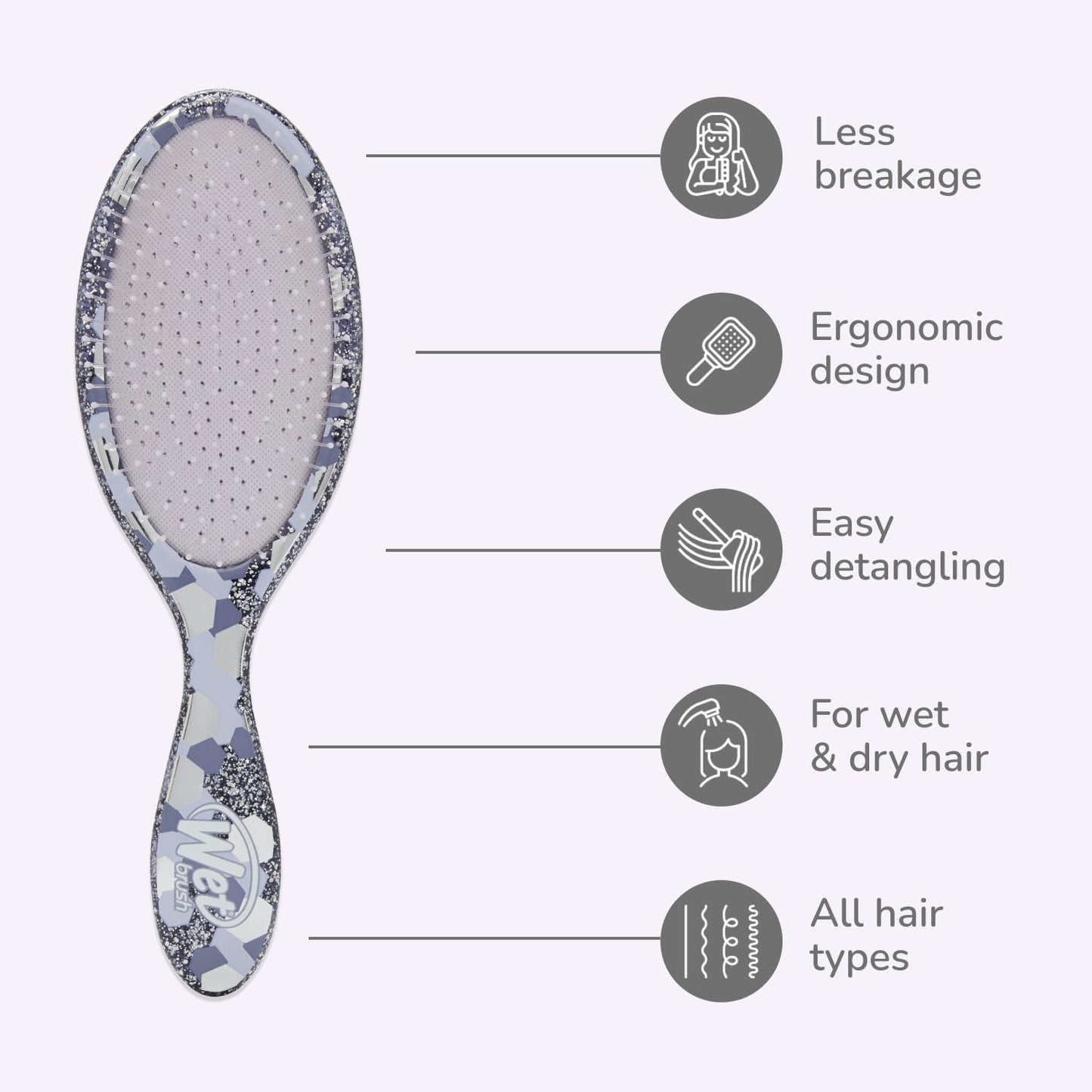 Wet Brush Original Detangler Hair Brush, Purple (Groovy Disco), Ultra-Soft IntelliFlex Bristles, Detangling Bristles Glide Through Tangles (Wet Dry & Damaged Hair), Women & Men