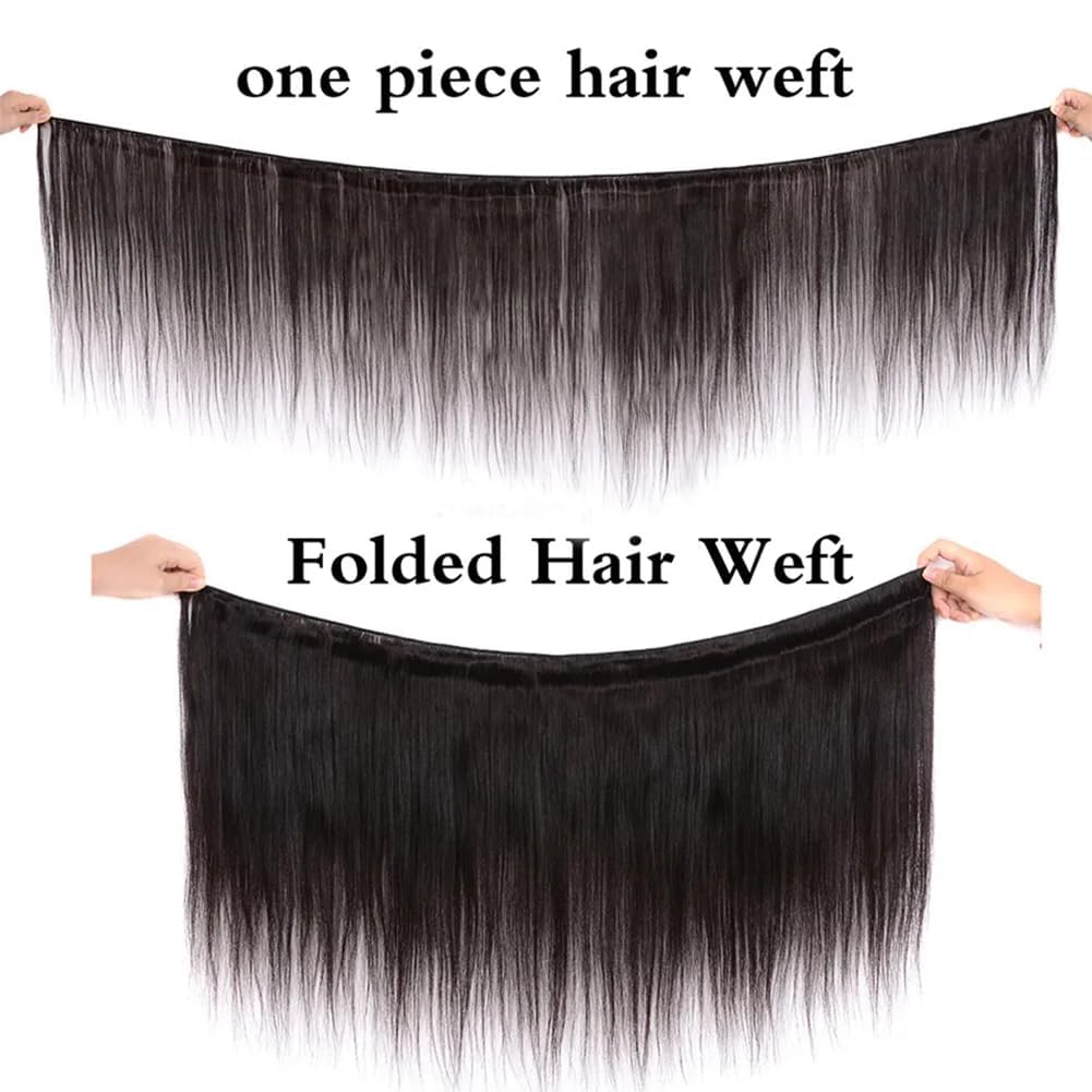 MIRONICA Straight Bundles Human Hair 26 Inch 1 Bundles 12A Brazilian Weave Bundles Human Hair 100% Unprocessed Virgin Remy Double Machin Weft for Women Natural Black Color Hair Extensions