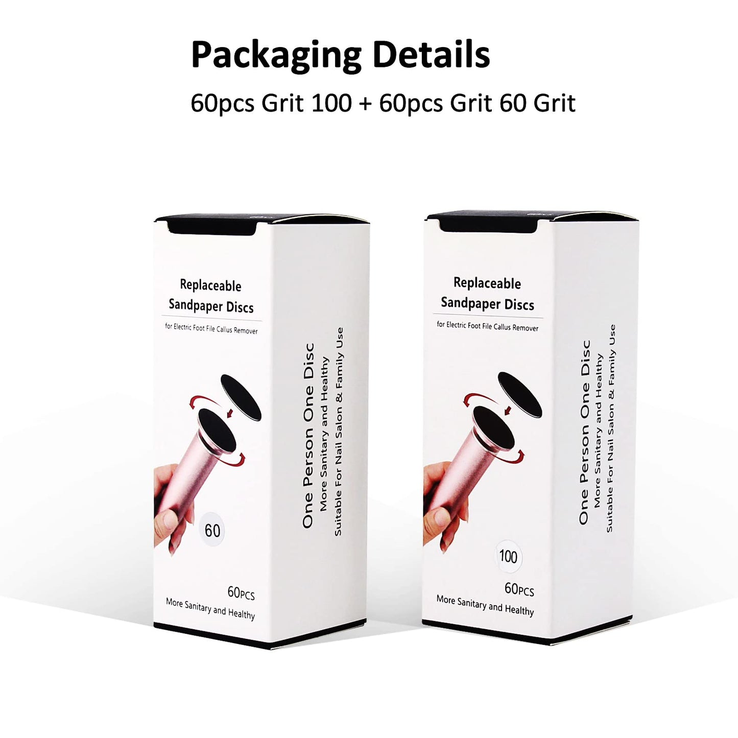 120pcs Replaceable Sandpaper Refill Discs for Electric Foot File Callus Remover Dead Skin Removal (60pcs Rough 60 Grit, 60pcs Smooth 100 Grit)
