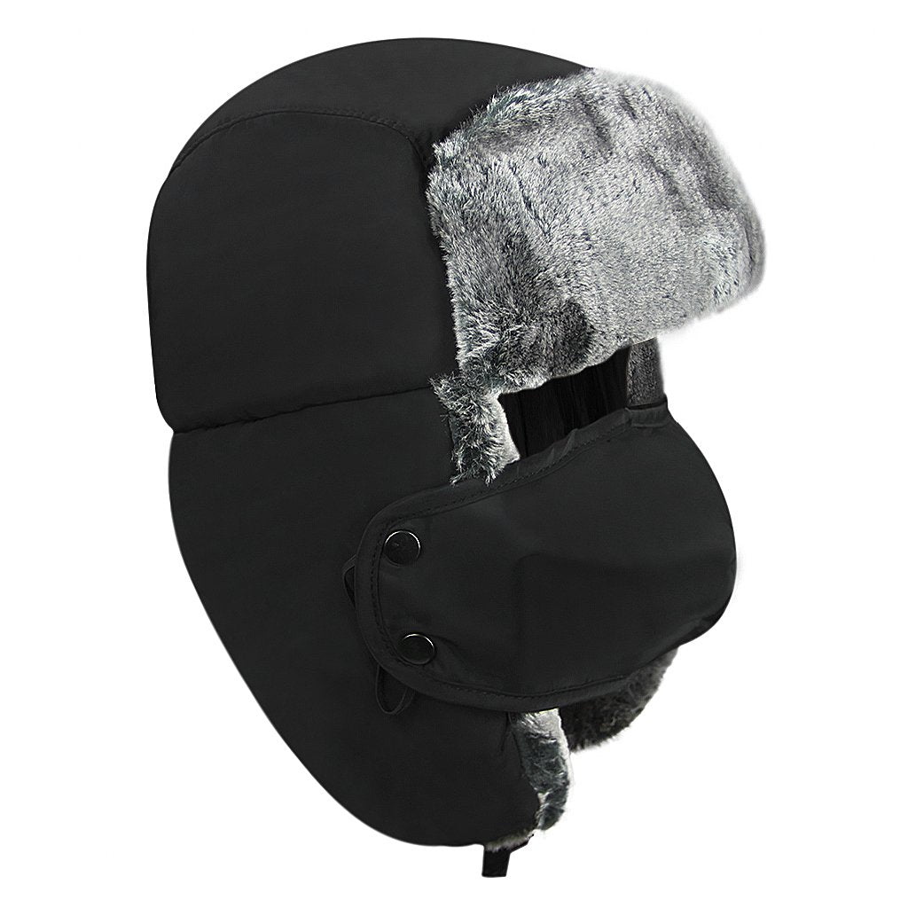 Unisex Kids Teens Girls Boys Faux Fur Winter Warm Trapper Hat with Ear Flaps,Windproof Face Warmer Fleece Thermal Outdoor Snow Ski Russian Ushanka Cap Trapper Trooper Pilot Aviator Hat Headwear