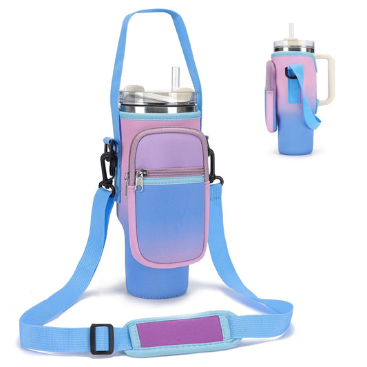 GOEWY Water Bottle Carrier Bag for Stanley 30oz Tumbler with Phone Pocket Water Bottle Holder with Strap Neoprene Water Bottle Pouch for Stanley Cup Accessories