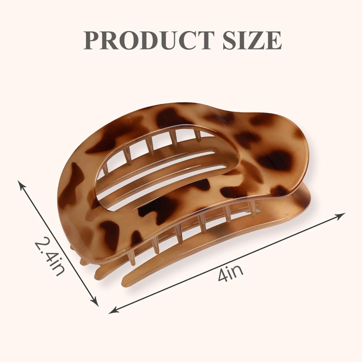 4 PCS Flat Hair Clips, Round Lay Down Claw for Women Girls, French Strong Hold Barrettes for Thick Thin Hair, Comfortable Curved Flat for Lying, Driving and More (Tortoise)