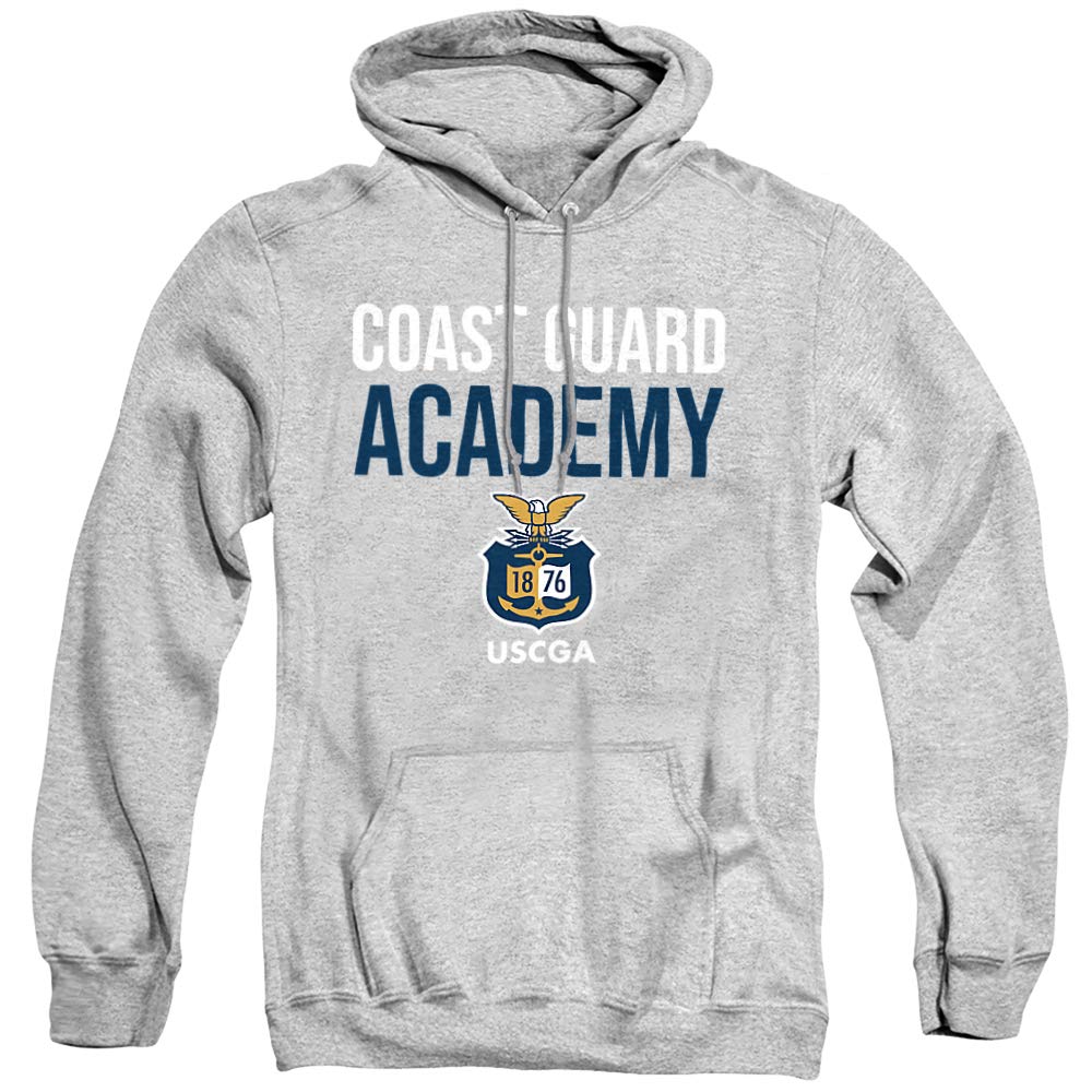 United States Coast Guard Academy Official Stacked Unisex Adult Pull-Over Hoodie, Athletic Heather, Small