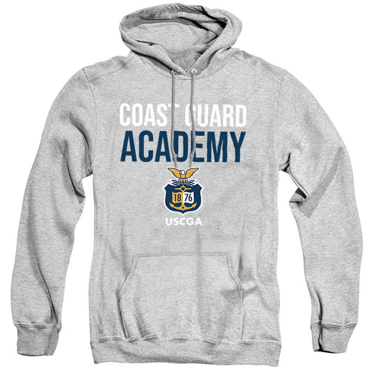 United States Coast Guard Academy Official Stacked Unisex Adult Pull-Over Hoodie, Athletic Heather, Small