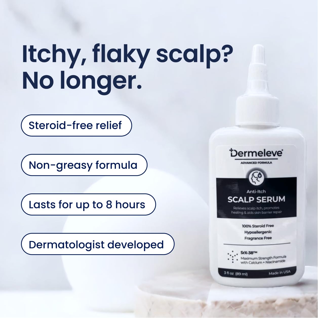 Dermeleve Scalp Serum for Neuropathic Itch, Sebborheic Dermatitis & Scalp Psoriasis | Dry Itchy Scalp Treatment | Quick Absorbing, Moisturizing & Non-Greasy (2 Pack)
