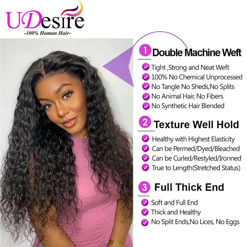 Water Wave Bundles Human Hair,Wet And Wavy Bundles 22Inch 100% Unprocessed Brazilian Virgin Curly Human Hair Bundles Ocean Wave Bundles for Women,Soft Bouncy Full And Thick Natural Black
