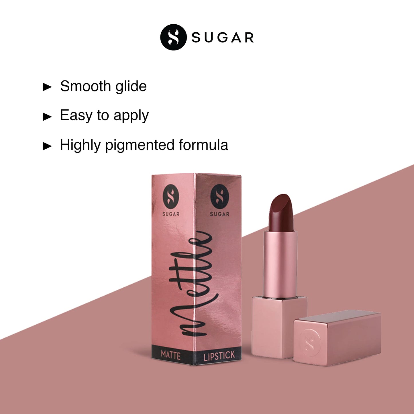SUGAR Cosmetics Mettle Matte Lipstick, Superior Pigmentation, Ultra-Light Smooth Silky Lips - 03 Lyssa (Deep Burgundy Red)