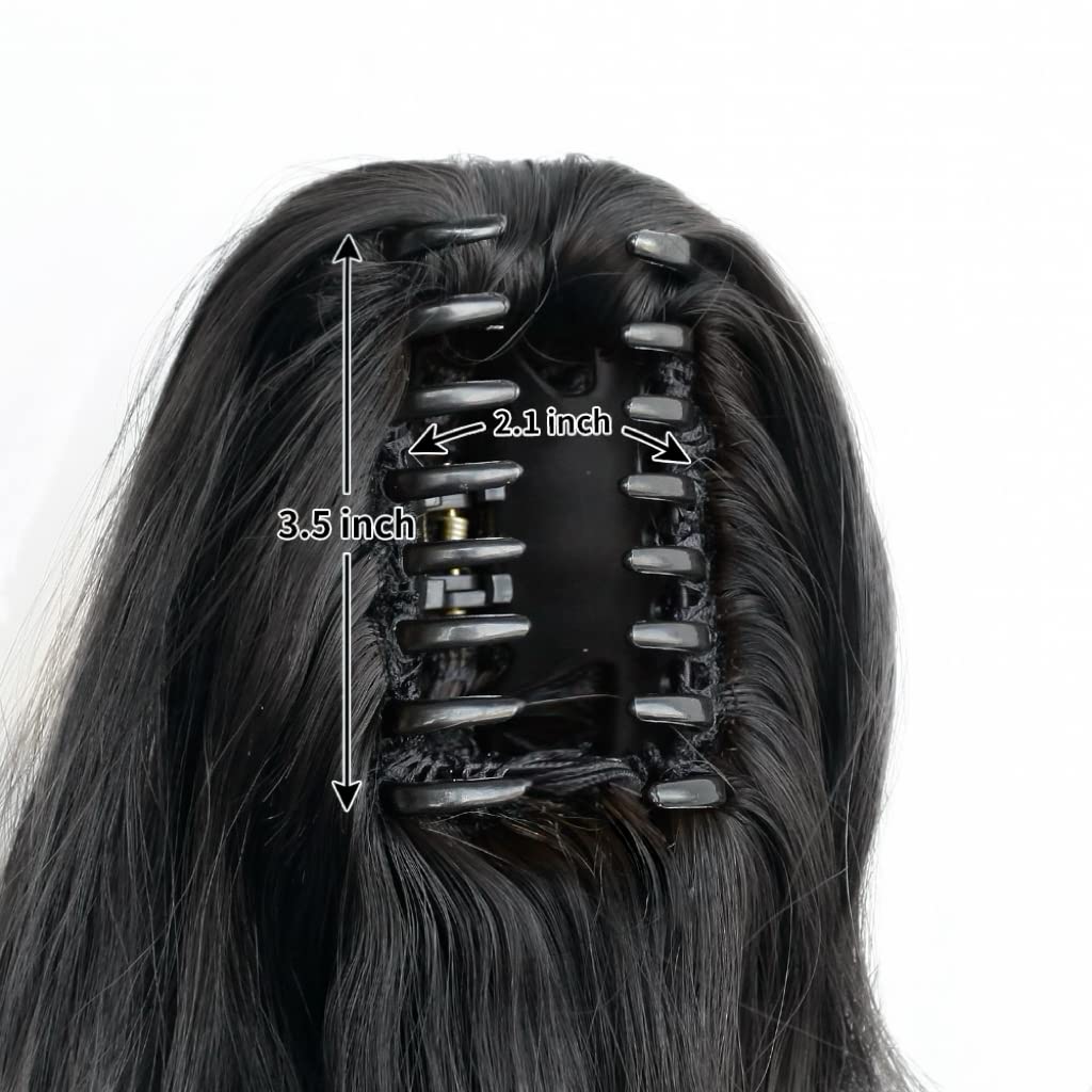 StrRid Pony Tail Extensions Wavy Claw Clip Ponytail Extension 20" Long Fake Ponytails Synthetic Fluffy Heat Resistant Clips in Hair Pieces for Black Women Party Daily Use 6 Oz Natural Black