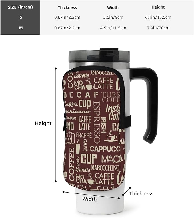 Water Bottle Pouch for Stanley Cup 40oz 30oz,Personalized Gym Purse for Men Women, Tumbler Pouch with Versatile Pocket Water Bottle Bag for Cards, Keys, Phone Botanical Leaf