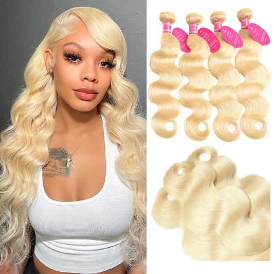 12A Peruvian 613 Body Wave Human Hair 4 Bundles (12 14 16 18）Brazilian Virgin 100% Unprocessed Human Hair Body Wavy Bundles 613 Blonde Raw Hair