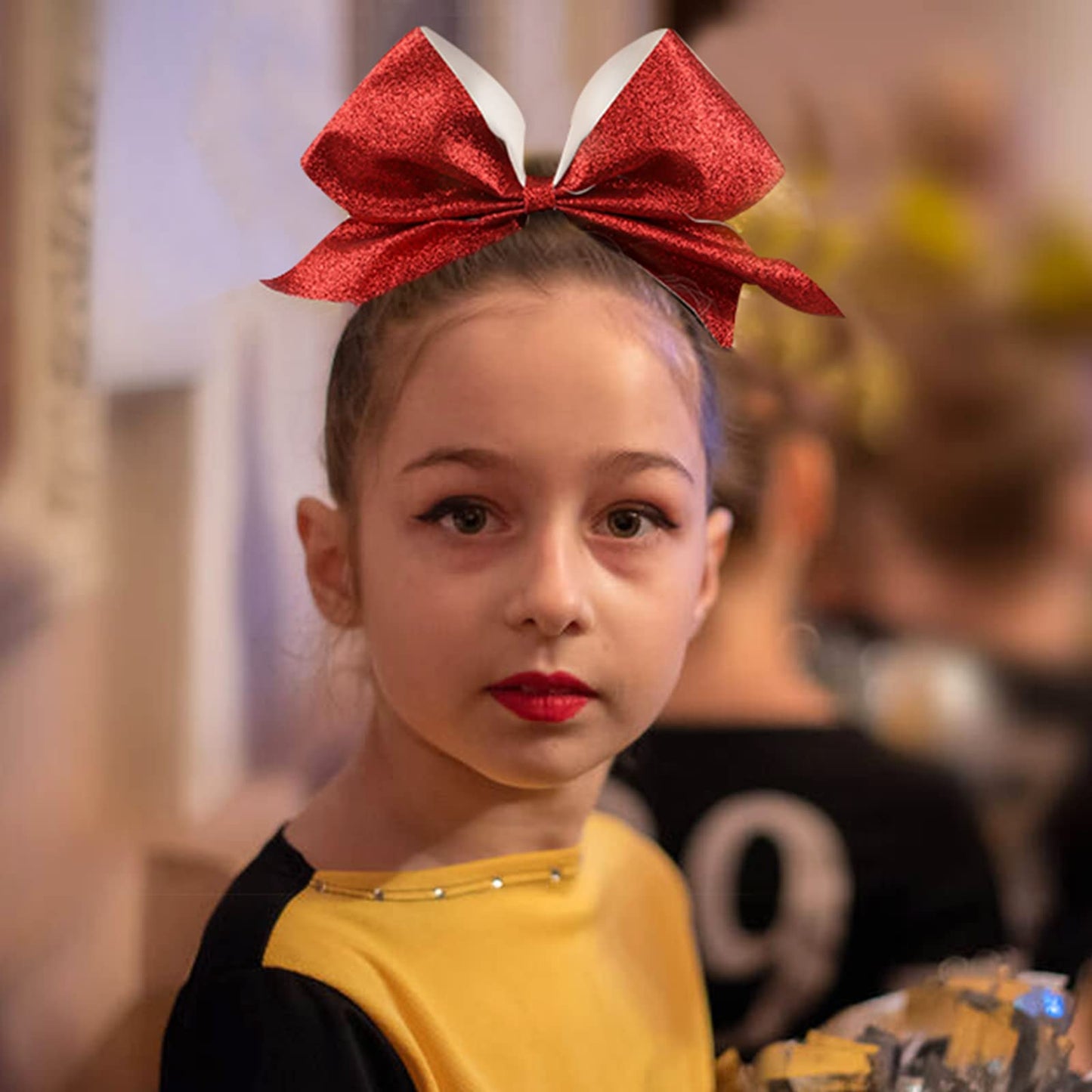 16PCS 8" Large Glitter Cheer Bows for Cheerleaders, CN Sparkly Hair Bows with Elastic Hair Ties Accessories for Teens Girls Women Cheerleading Softball Competition Sports
