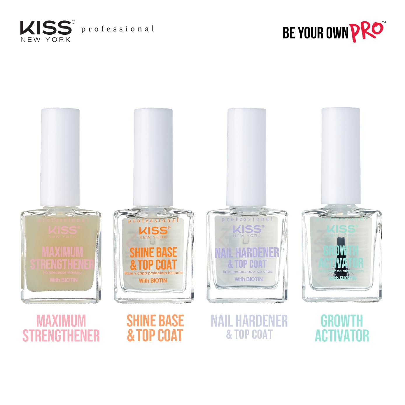 Kiss New York Nail Strengthening Treatment, Maximum Strengthener for Thin, Cracked, Split Nails, Infused with Biotin and Keratin, Made in Korea