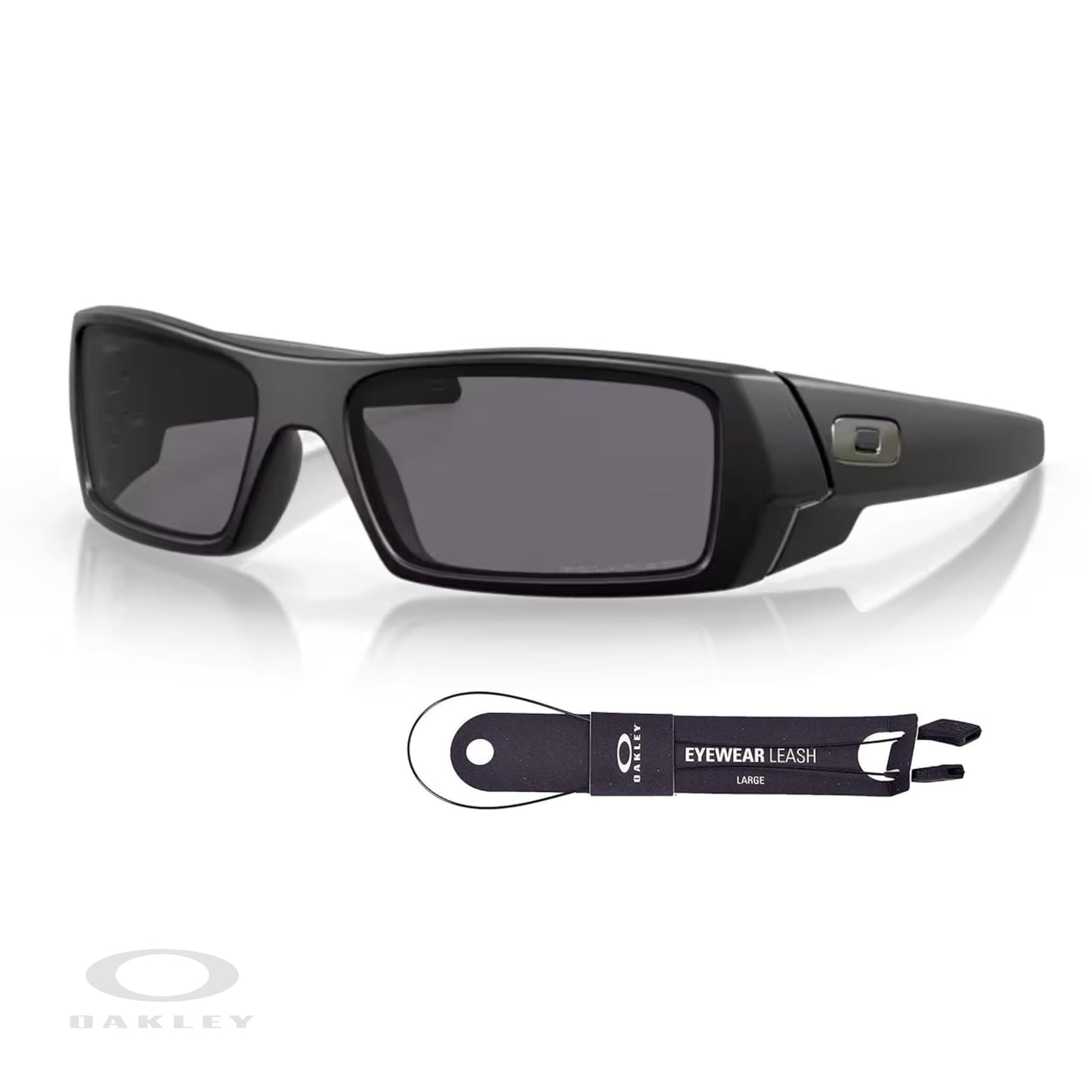 Oakley Gascan OO9014 11-122 61M Matte Black/Grey Polarized Sunglasses For Men For men+BUNDLE Accessory Leash Kit + BUNDLE with Designer iWear Eyewear Kit