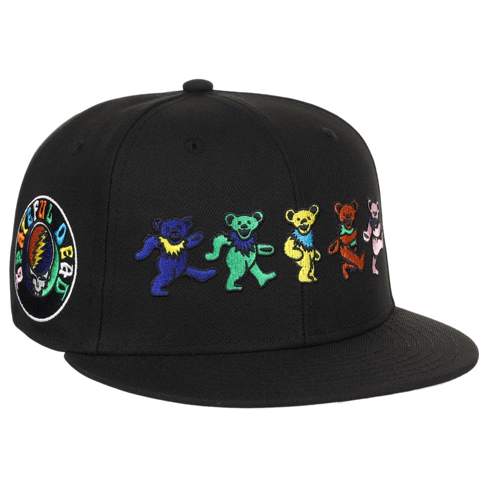 Grateful Dead Dancing Bears Fitted Hat (7 3/8, blk/Gry), Black/Grey