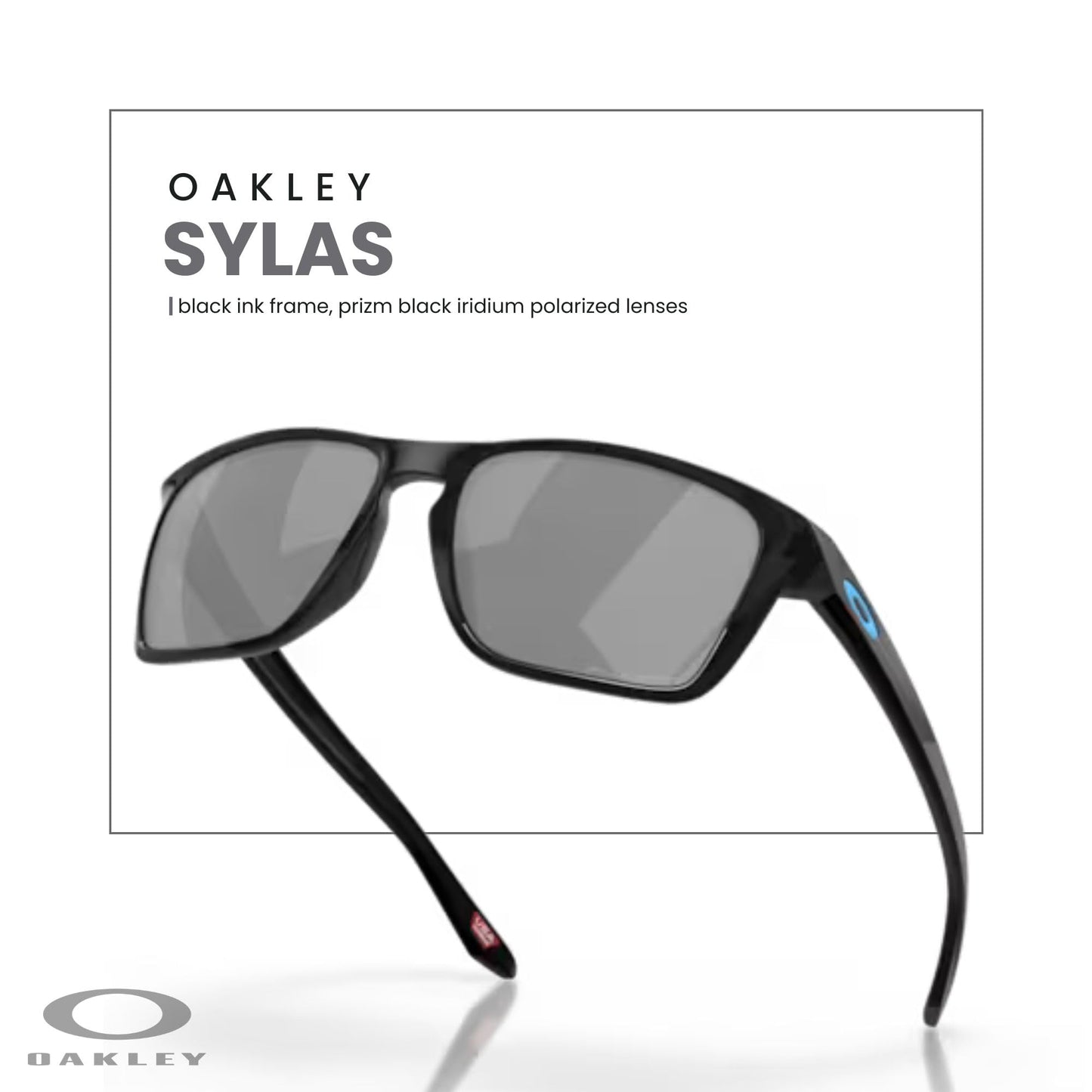 Oakley Sylas OO9448 944823 57MM Black Ink/Black Iridium Polarized Rectangular Sunglasses for Men + BUNDLE Accessory Leash + BUNDLE with Designer iWear Eyewear Kit