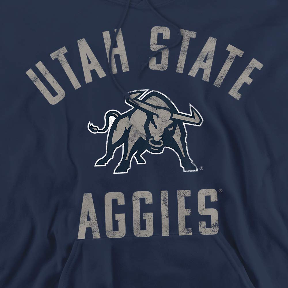 Utah State University Official Utah Aggies Logo Unisex Adult Pull-Over Hoodie,Navy, Medium