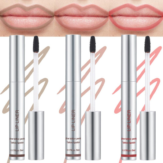 3Pcs Lips Stain Peel Off Set, Lip Liner and Stains Tint Long Lasting for Women, Waterproof Transfer-Proof Longwear Nude Lipstains, Create A Natural Lip Color, SetB