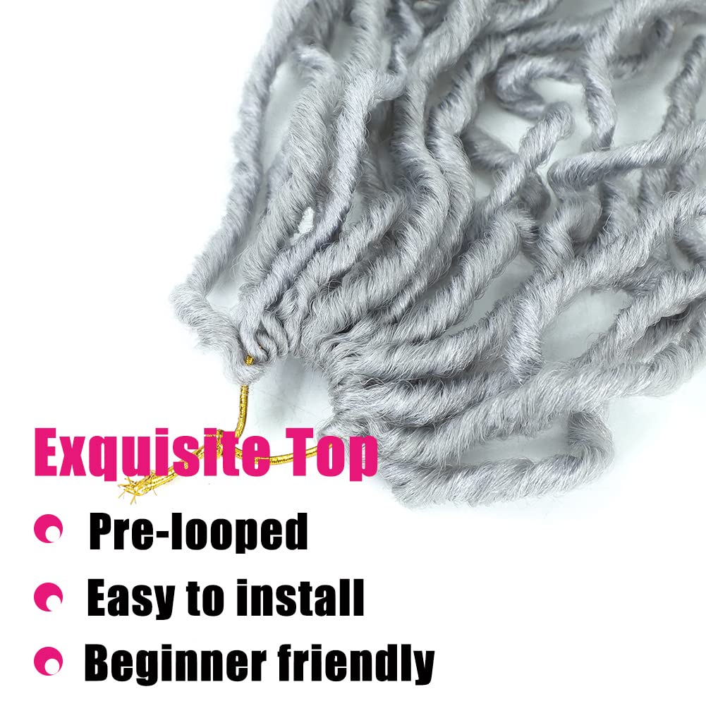 Faux Locs Crochet Hair 18Inch Soft Locs Crochet Hair 6Packs Pre Looped Crochet Hair Soft Locs Braiding Hair Natrual Black Color for Black Women, No Smell (18 Inch, 6 Pack, Grey) …