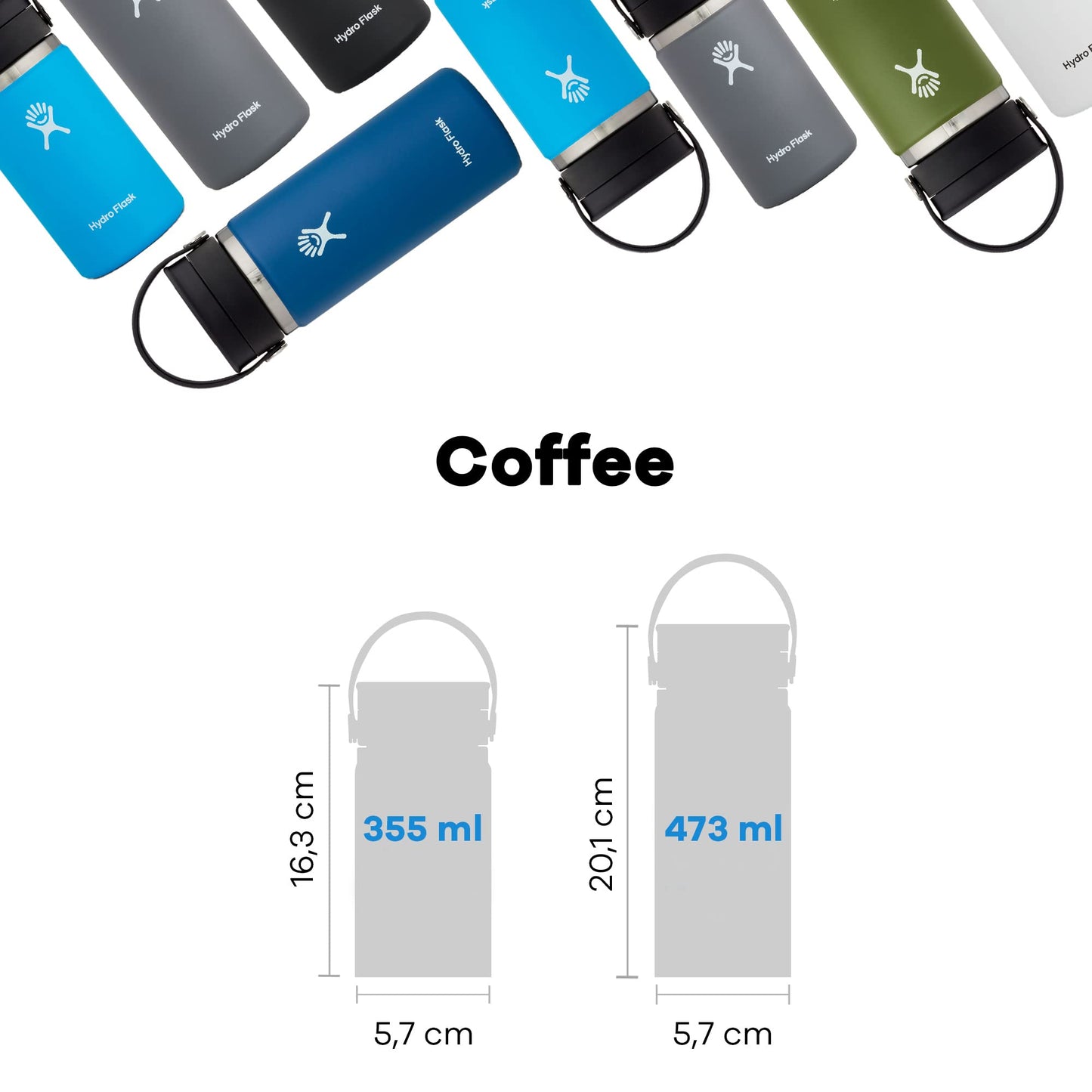 Hydro Flask Wide Mouth with Flex Sip Lid - Insulated Water Bottle Travel Cup Coffee Mug Tumbler 12 Oz