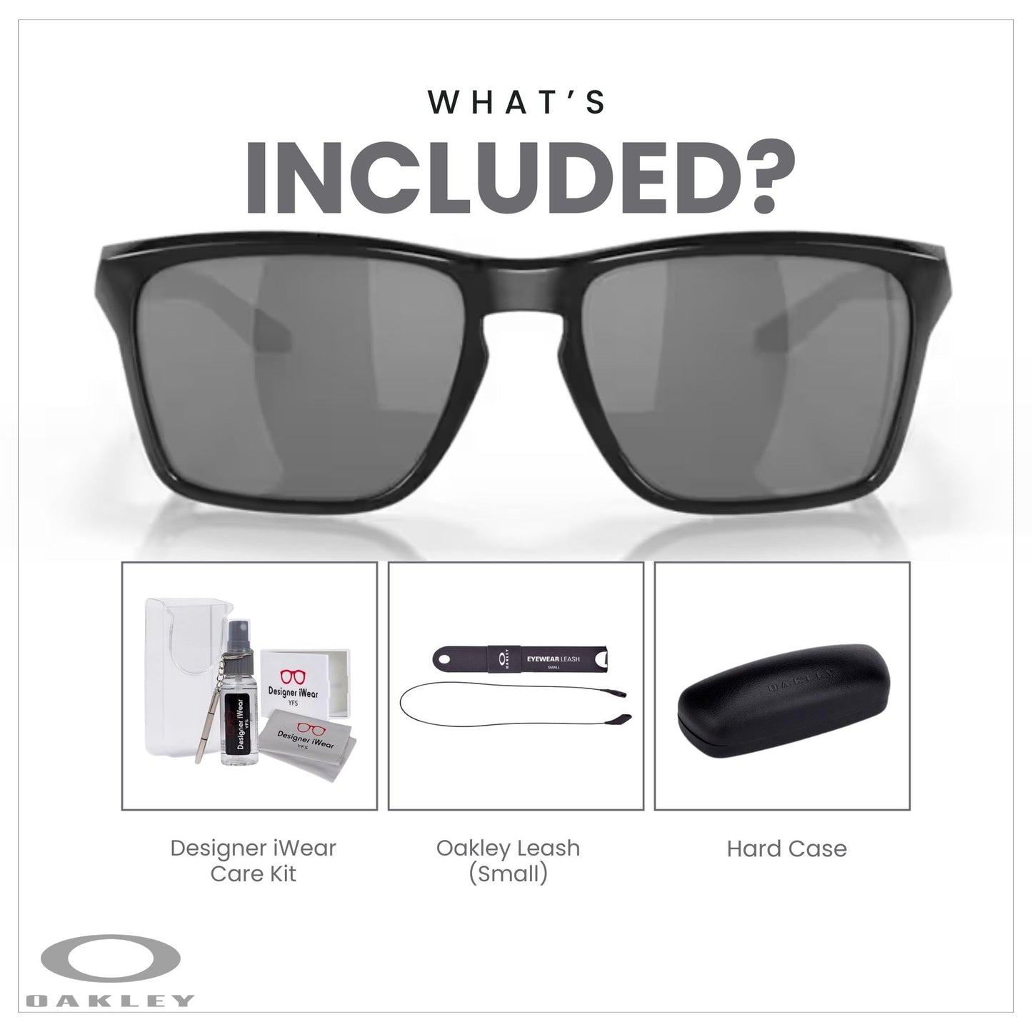 Oakley Sylas OO9448 944823 57MM Black Ink/Black Iridium Polarized Rectangular Sunglasses for Men + BUNDLE Accessory Leash + BUNDLE with Designer iWear Eyewear Kit