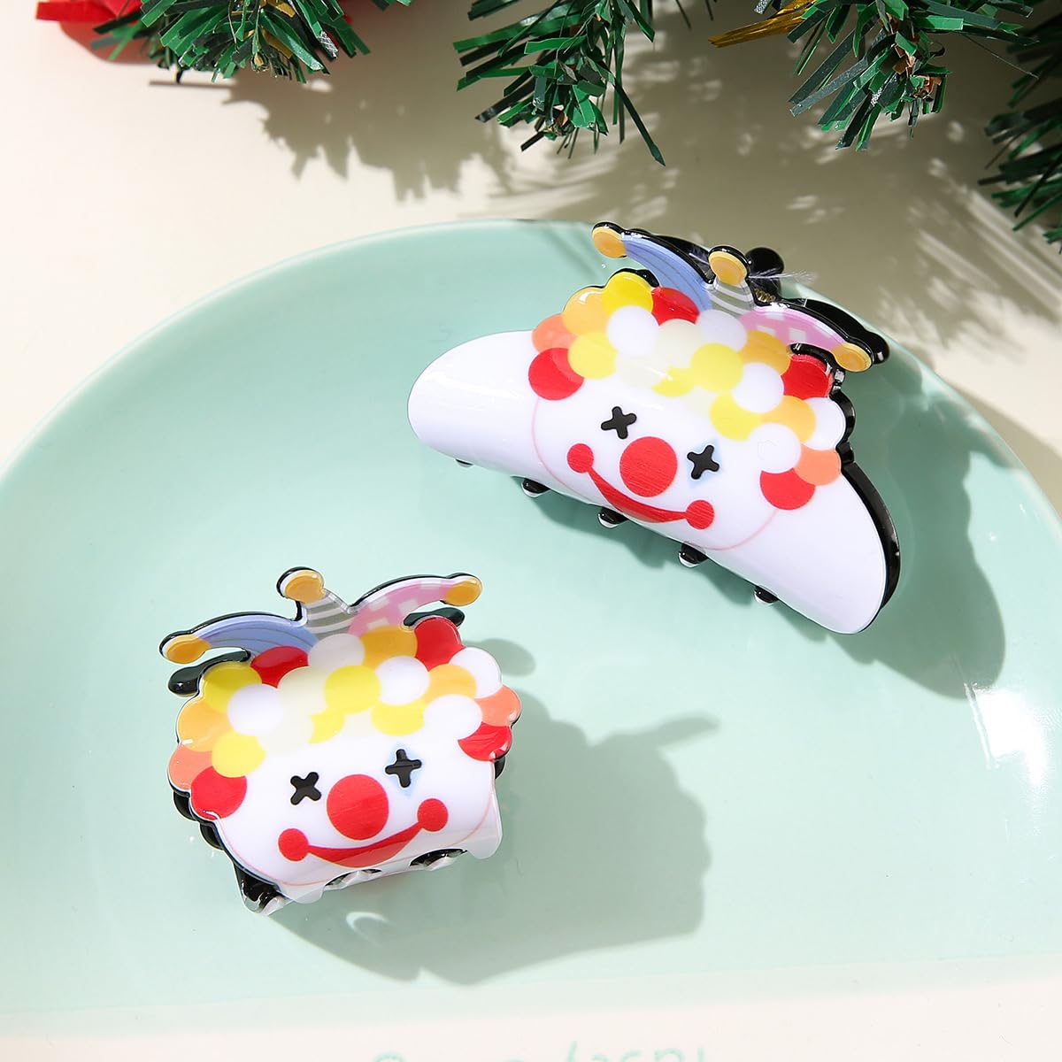 Clown Hair Claw Clip for Women Girls Halloween Clown Costumes Decoration Accessories,Cosplay Party Dress Up Supply (Clown B)