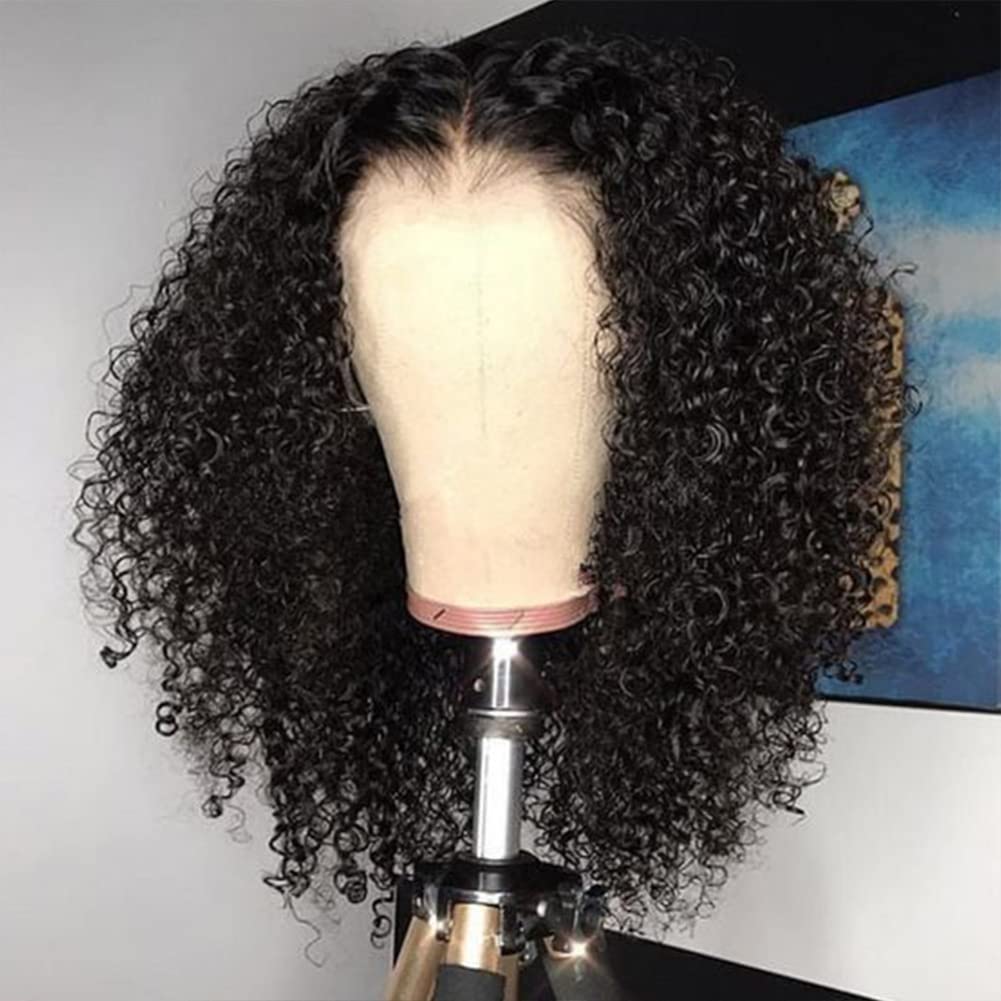 16 Inch Bob Wig Human Hair Kinkycurly Wig Human Hair 13x4 Lace Front Wigs 180 Density Glueless Wigs Human Hair Pre Plucked with Baby Hair Kinky Straight Short Bob Wigs for Black Women