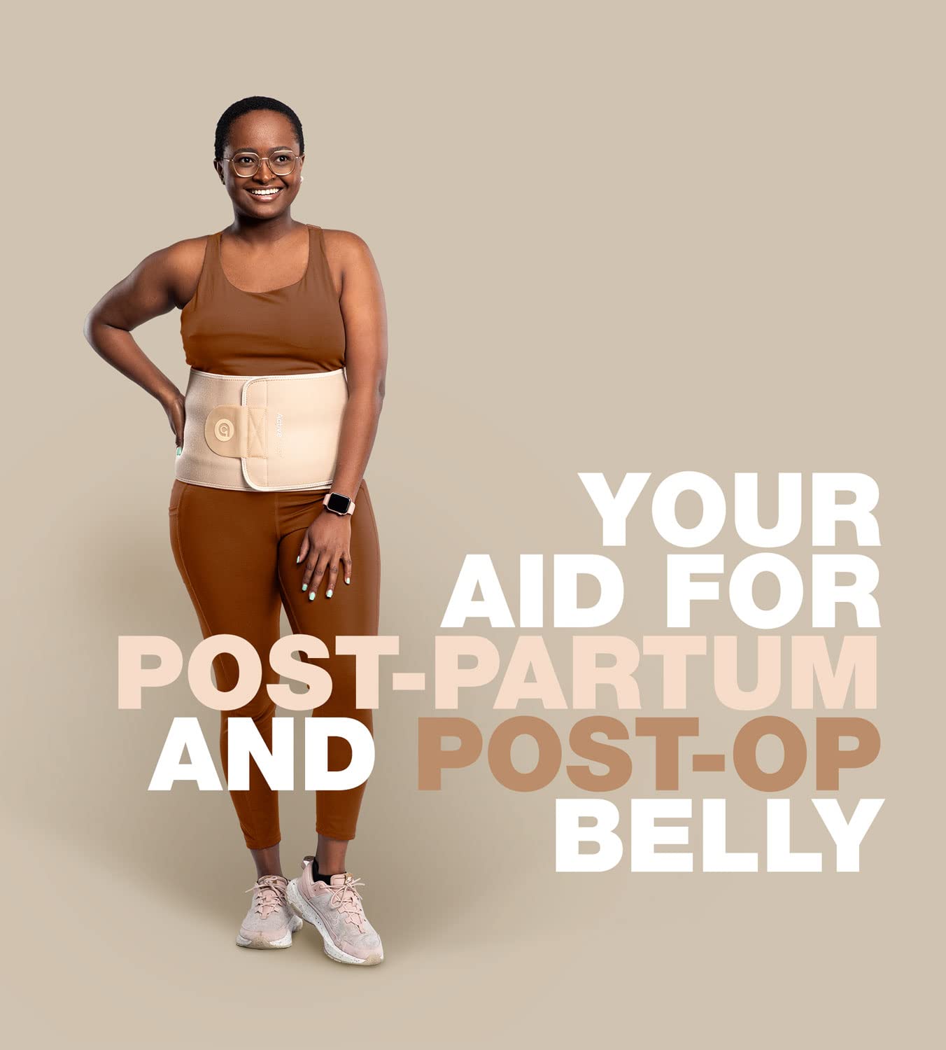 ActiveGear Waist Trainer for Women & Men – Skin Colored Sweat Band Waist Trimmer Belt for a Toned Look - Reinforced Trim and Extra Secure Fastening (Cinnamon, Medium: 8” x 42”)